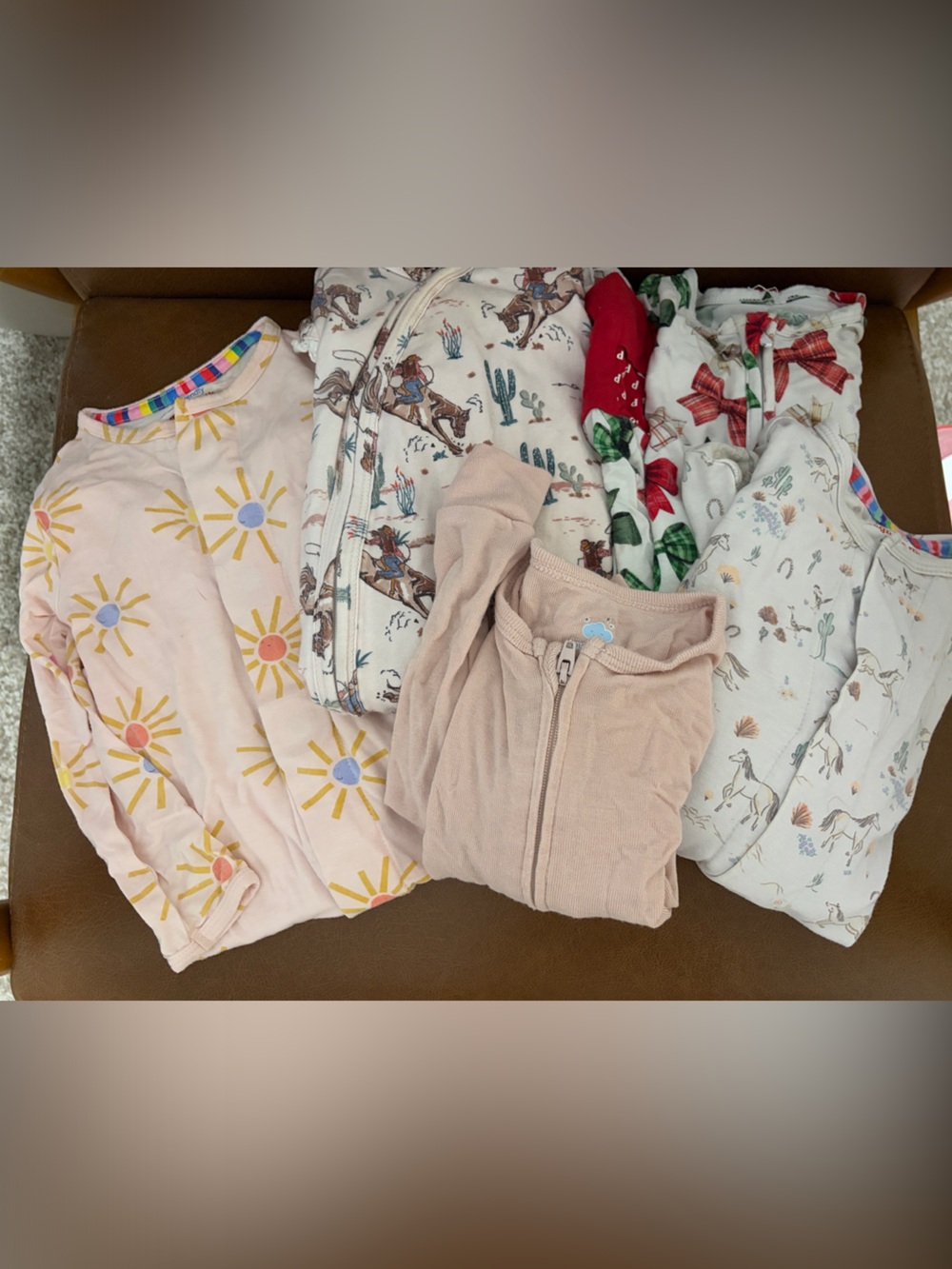 4 footie onesie bundle Kids Pink Sun-Print Pajama Top - Unbranded